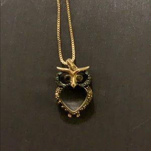 Blue diamond owl necklace
